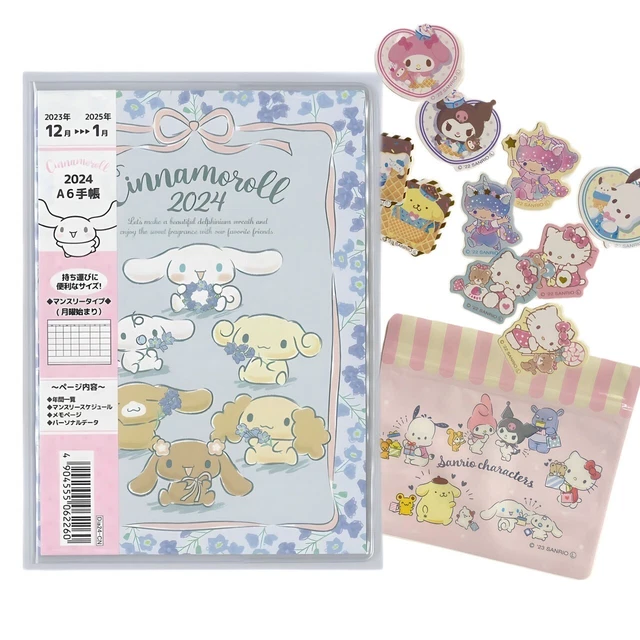 SANRIO CINNAMOROLL 2025 Schedule Planner Book + sticker 10pcs+ gift bag
