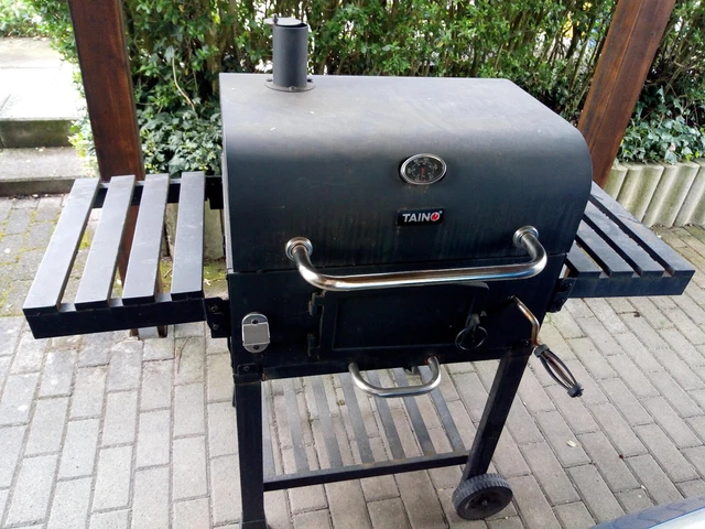 TAINO Hero XL Smoker BBQ Grill Holzkohle Gusseisen Rost Grillwagen Kohlegrill