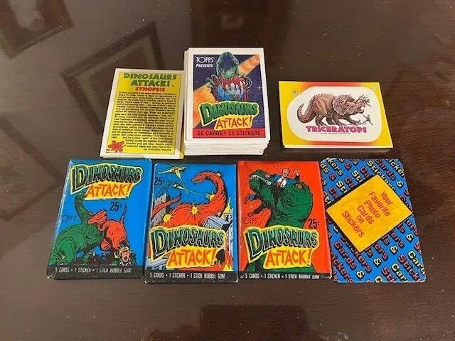 Topps 1988 Dinosaurs Attack Complete 55+Card + 11Stickers Set+3Xwax Packs+1Bonus