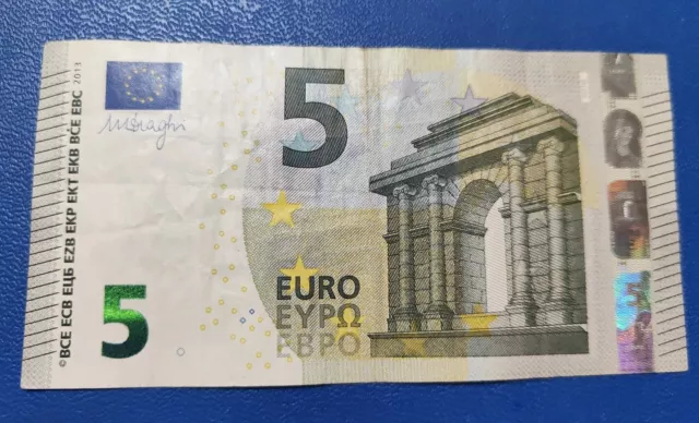 Banconota 5 Euro Serie Z Belgio Draghi NC Codice Z021 Rara Errore Numero Sfasato