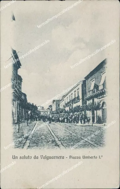 bt118 cartolina un saluto da valguarnera piazza umberto I provincia enna sicilia