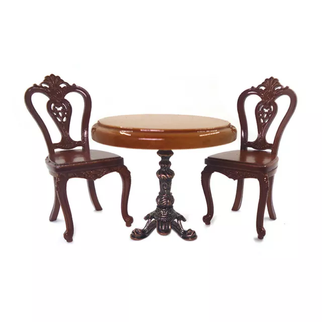 3PC Dollhouse Miniature 1:12 Vintage Victoria Dining Table Chairs Furniture