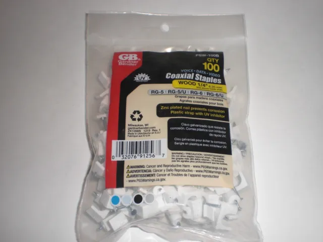 Gardner Bender 1/4 in. COAXIAL STAPLES PACK WITH 100