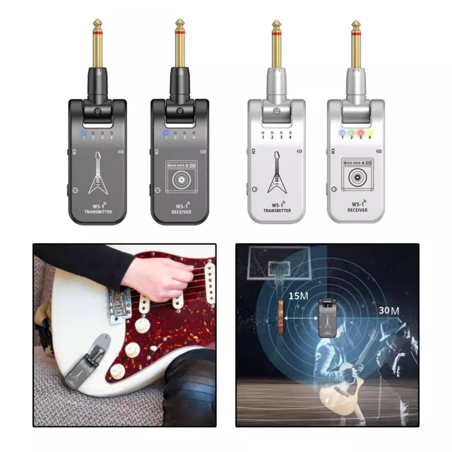 2.4G Wireless Guitar System Transmitter & Receiver Rechargeable Lithium Battery