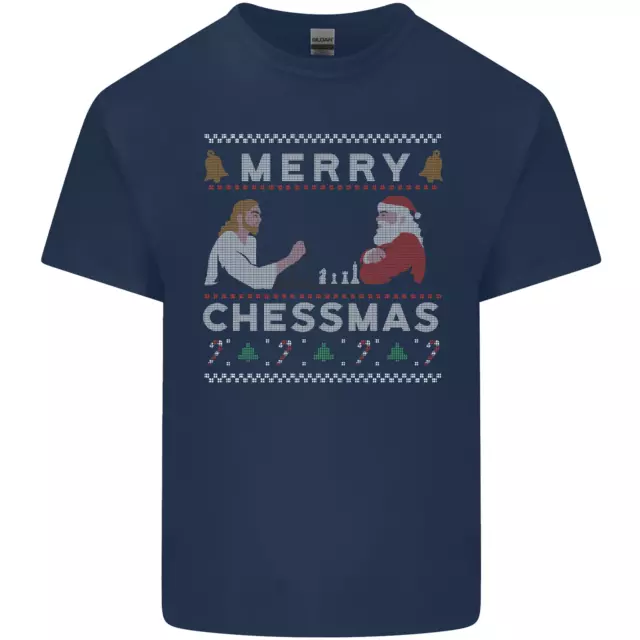 T-shirt top Merry Chessmass divertente giocatore di scacchi da uomo cotone 2