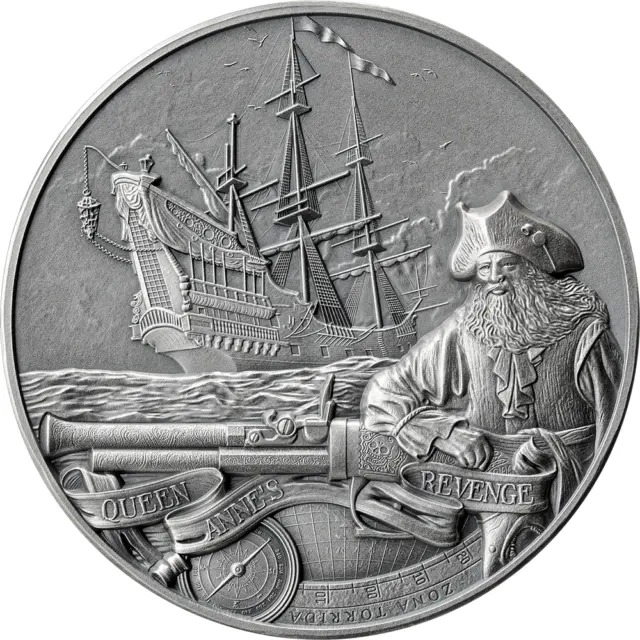 2023 Barbados Captains of Fortune Queen Anne's Revenge 2 oz Silver Coin