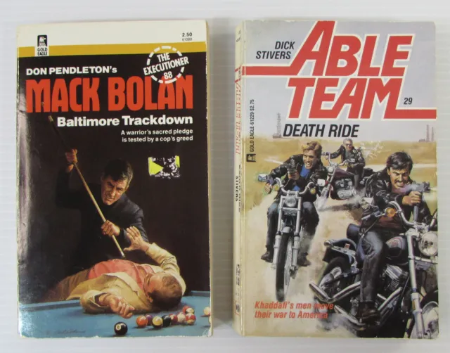 LOT of 2 GOLD EAGLE Books Mack Bolan Baltimore Trackdown & Able Team Death Ride
