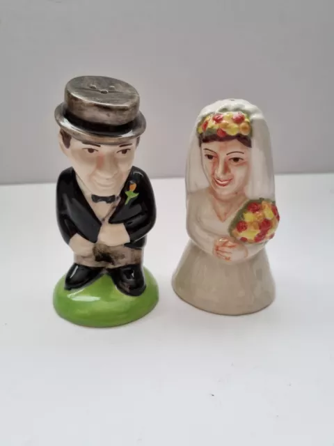 OCUK Salt And Pepper Shakers Wedding Couple Oriental Ceramics Hand Painted New