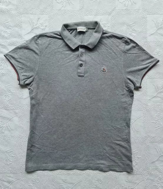 Moncler Maglia Polo Manica Corta Grey Short Sleeved Polo Shirt. Size Small. Mens