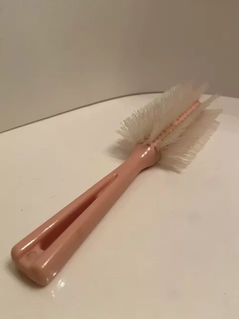 Vintage Stanley Nylon Bristle Hair Brush Half Round Pink Plastic