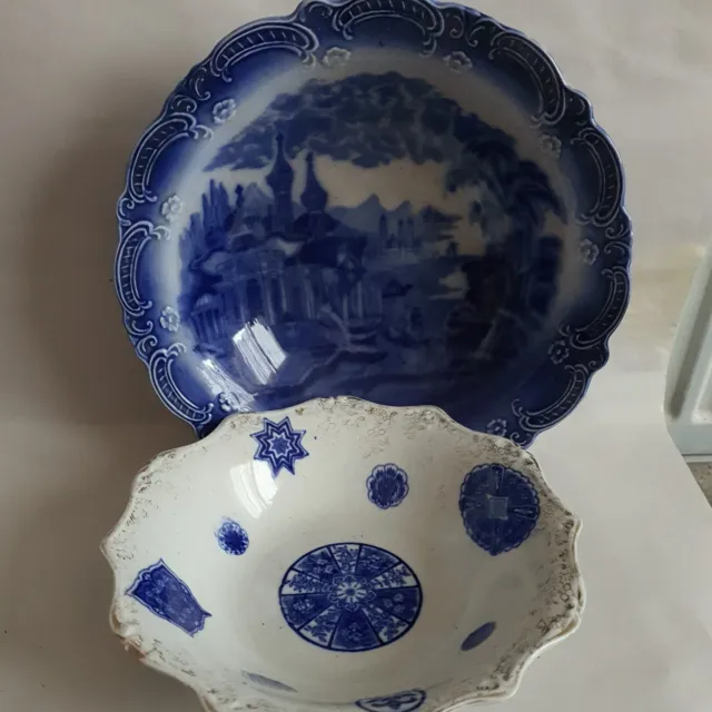 Blue white china James Kent Longton Fenton Osaka Vintage White BlueLarge Bowl