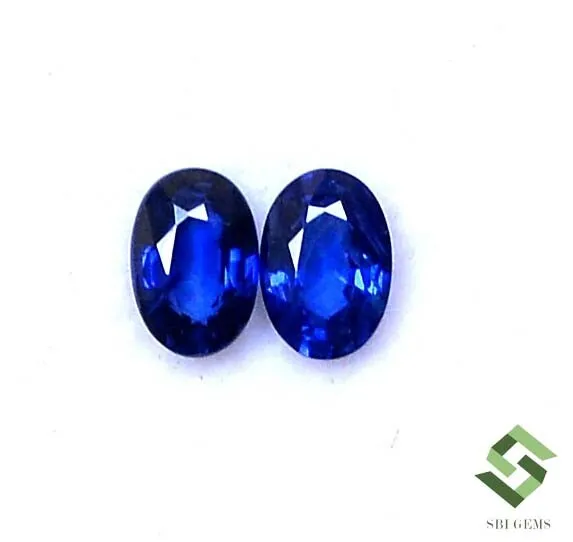 6x4 mm Natural Blue Sapphire Oval Cut Pair 1.26 CTS Faceted Loose Gemstones