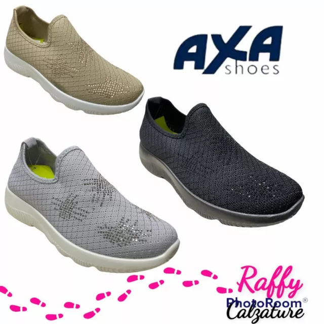 SCARPE DONNA  AXA-SCARPA SNEAKERS SPORTIVE CALZATURE in TESSUTO CON STRASS