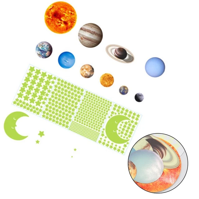 Pegatina de pared planeta sistema solar luminosa decoración de espacio nuevo 525 piezas