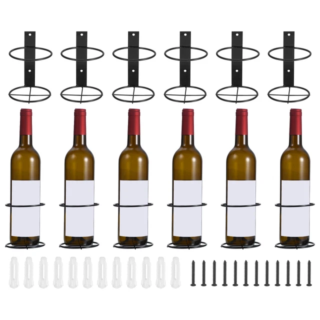 Spiral Wine Wall Holder 12 Pcs, Metal Wine Bottle Display Holder, Black Upward