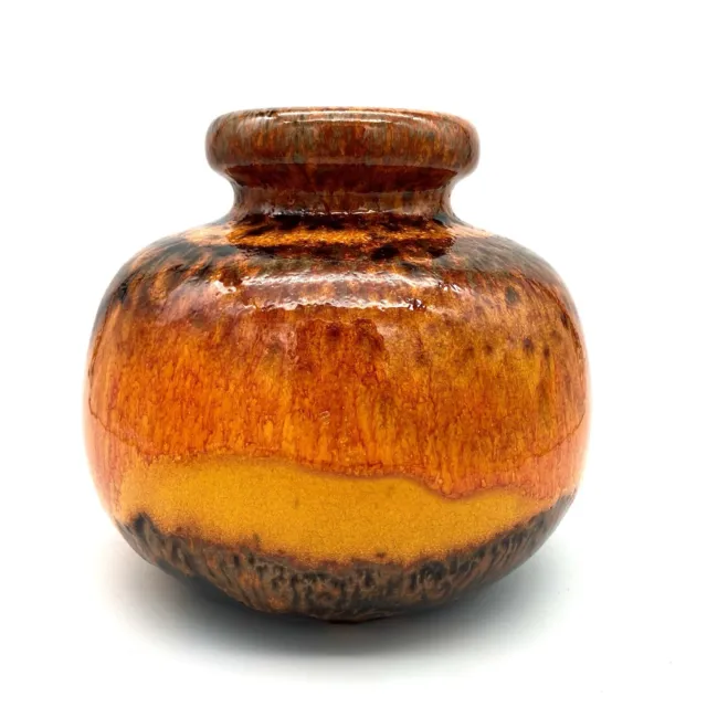 West German Pottery Scheurich Orange Fat Lava Glazed Ceramic Vase 1970's