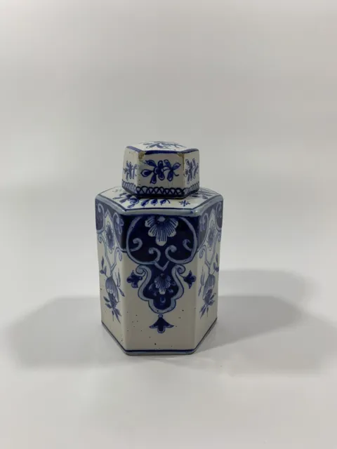 Antique Late 18th Century Dutch Delft Tea Caddy - Tin Glazed Delft Tea Canister