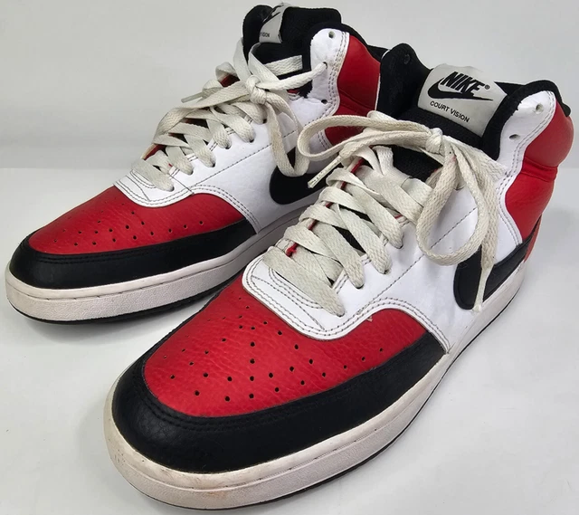 NIKE COURT VISION Mid Satin Red Black White Sneakers MEN 11  display picture 3