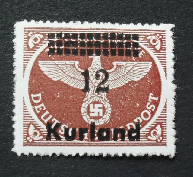 1945Mi:30,- MiNr 4 Bx "12 Kurland" Feldpostpäckchenmarke durchstochen postfrisch