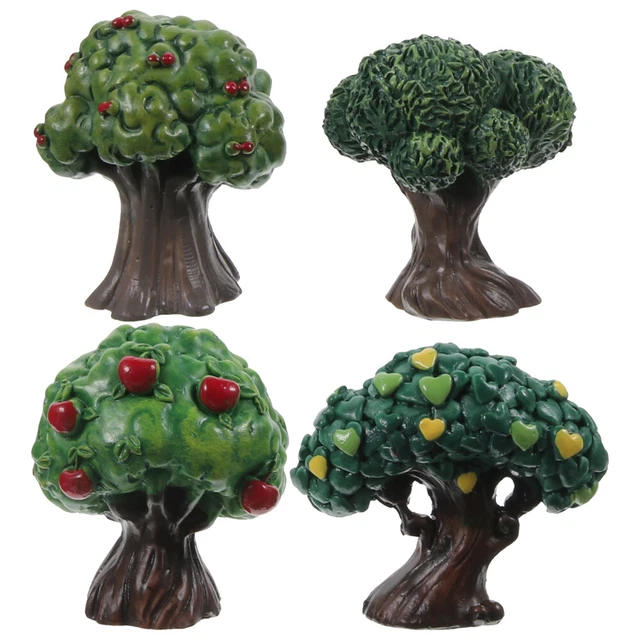 4 pz mini statua albero piccola casa ornamento vivace decorazione albero da frutto fai da te mini L