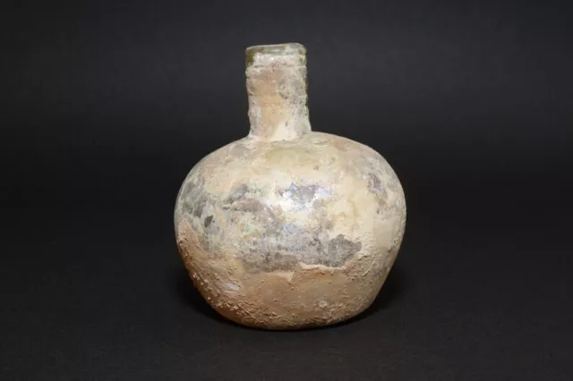 Ancient Roman glass vessel perfume flask or ointment oil jar bottle ET