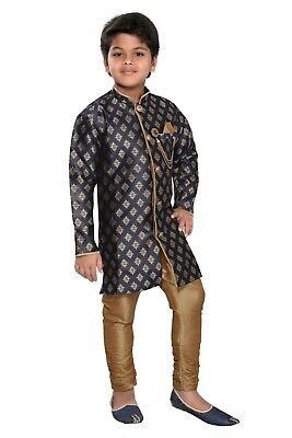 Ragazzi Matrimonio Sherwani Tuta Partywear Scuro Blu Indiano Blazer 2022 3