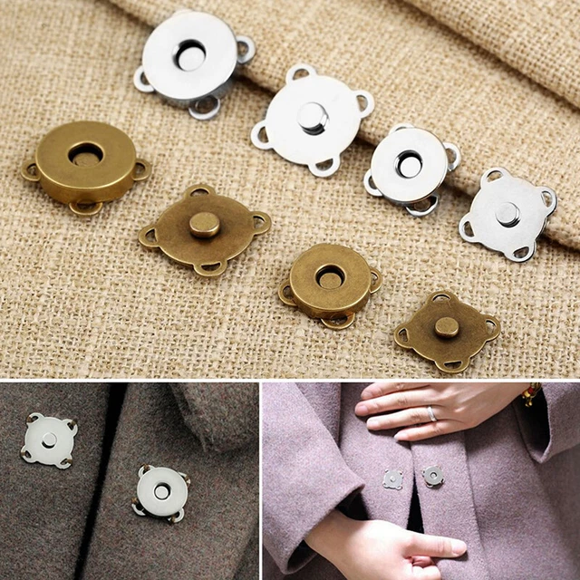 10 Set Bottoni Magnetici Sacchetti Magnete Adsorbimento Automatico Fibbia Bottoni Metallo Le