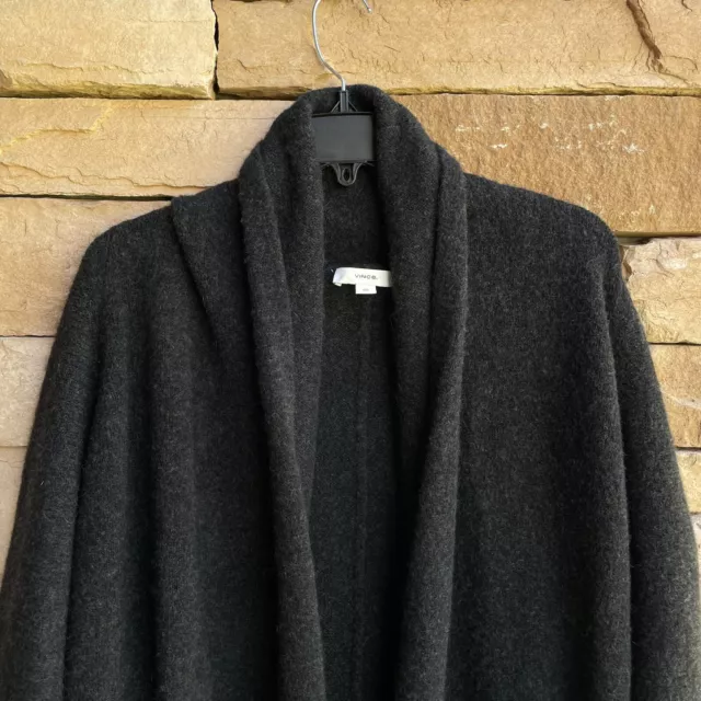 VINCE Drape Wool & Alpaca  Charcoal Blac Open Cardigan Sweater Women Large NWT 2