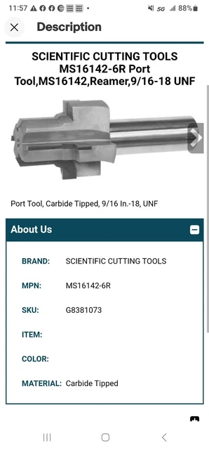 Scientific Cutting Tools Ms16142-6R Port Tool and 3 extra port tools, see pics