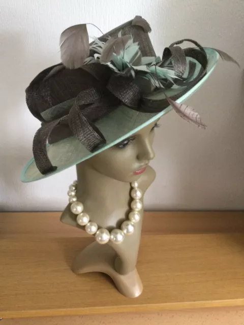 BNWT Jacques Vert GREY / MINT Range Wedding Hat Mother of the Bride Fine Feather 3