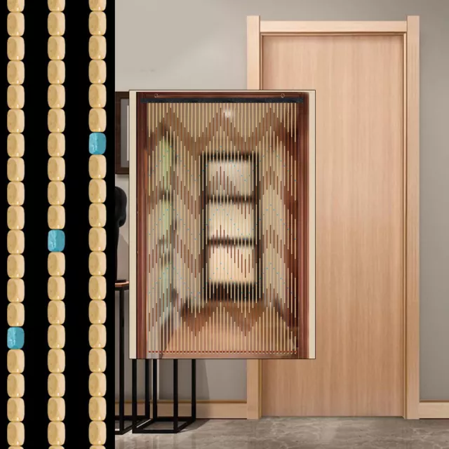 Tür Vorhang aus Bambus & Holz, 90x200, Faden Balkon Tür Insekten Schutz  Gardine