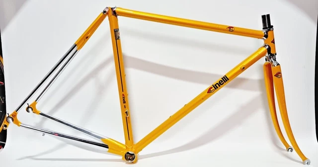 Cadre Patelli Super Corsa 56 Cm – Columbus Bleu/jaune – Vintage, état Correct