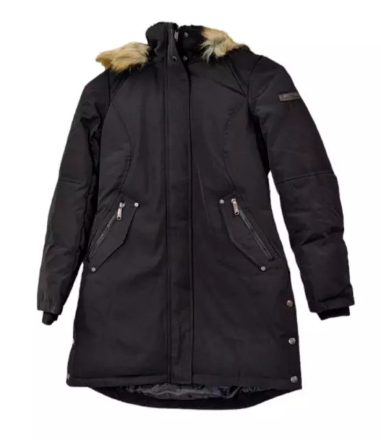 Sam Edelman Womens Size XS Detachable Faux Fur Trim Hooded Parka Black Winter