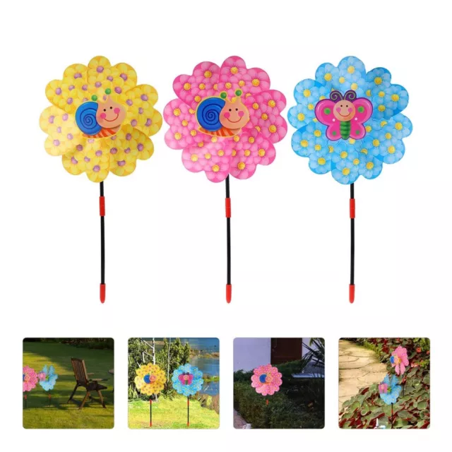 3 Pcs Plastik Blütenblatt Einlagige Windmühle Garten Outdoor-Dekor