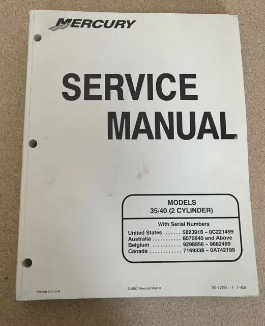 Mercury Outboard Service Repair Manual 35-40     #90-42794-1 690