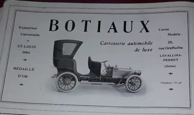 OLD ADVERTISEMENT car body BOTIAUX 1/2 page 1911 AD pub