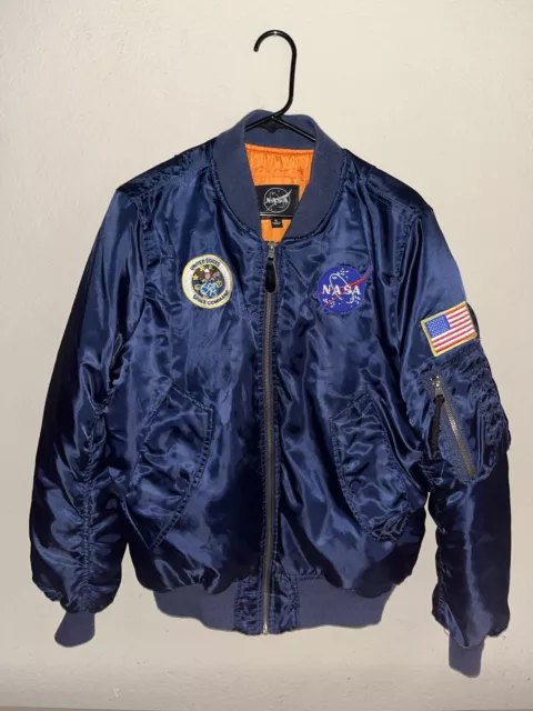 Alpha Industries NASA Bomber Jacket Size Youth Large Reversible Blue or Orange