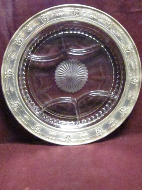 Vintage Wallace Sterling Rimmed ROSE POINT PLATE  #4601-9  13 1/2" no monogram