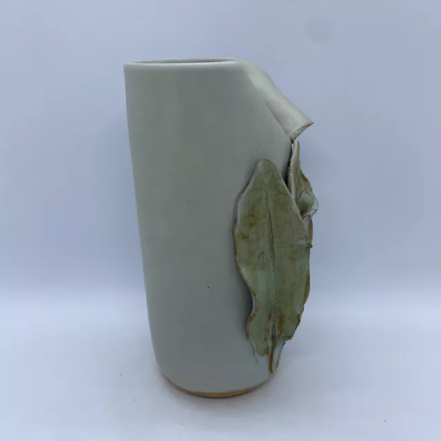 Studio Art Pottery Vase Leaf Design signed 2