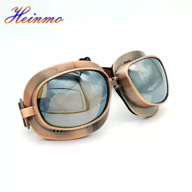 Retro Vintage Goggles Pilot Motorcycle Cruiser Scooter Biker Glasses