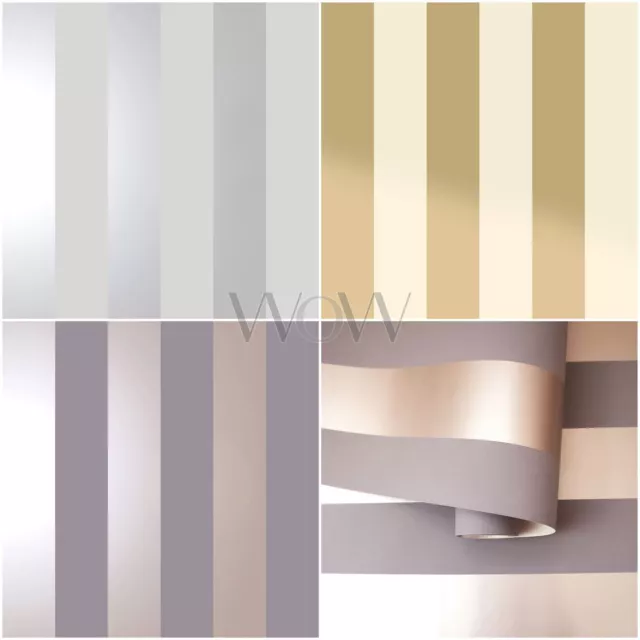 Holden Dillan Stripe Wallpaper Metallic / Matte - Rose Gold / Silver / Gold