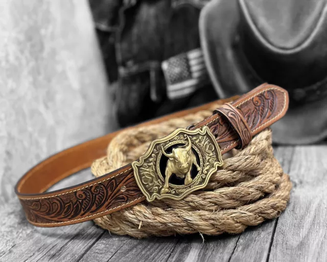 Western Belt Handmade Men's Full Grain Leather With Removal Buckle Cowboy Rodeo