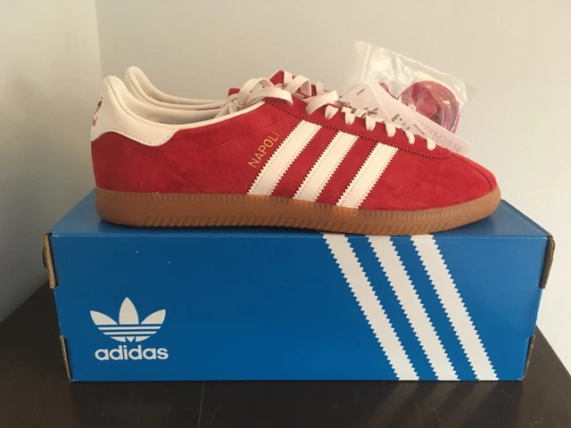 SCARPE DA GINNASTICA Adidas NAPOLI rosse UK9 nuove con etichette