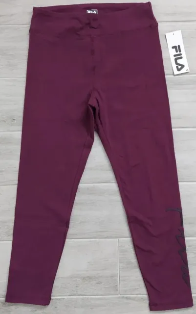 Fila Signature Women/Juniors Capri Leggings Activewear Stretch Purple Size M NWT