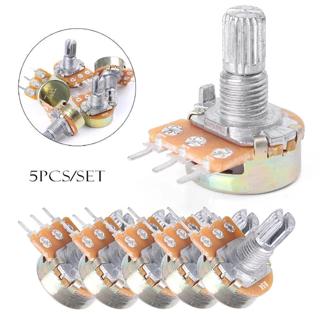 WH5-1A 5K Ohm 4mm Shaft 3 Terminal Linear Taper Rotary Potentiometer 15mm 5pcs