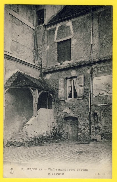 cpa 95 - GROSLAY in 1906 (Val d'Oise) Old HOUSE Rue de PARIS Gilberte MAUGÉ