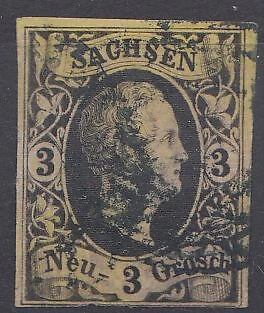 Sachsen, Mi.Nr. 6 Freim. König Friedrich August II. (3 Ngr.)