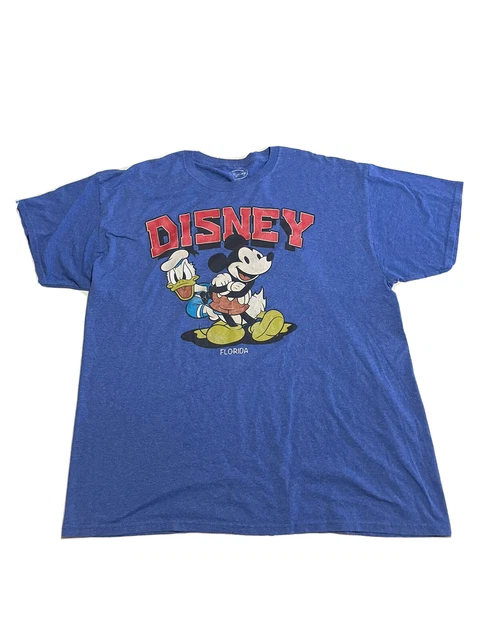 DISNEY Florida Tshirt Mens XL Donald Duck Mickey Mouse Blue Graphic Tee Vacation