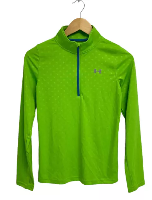 Under armour Ragazzi Top Manica Lunga Mezza Zip a Pois Verde Misura Ylg / Jg