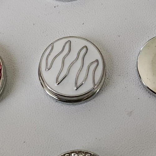 White Silver Snap Jewelry 18mm Button Charm Ginger,  Chunk, Noosa